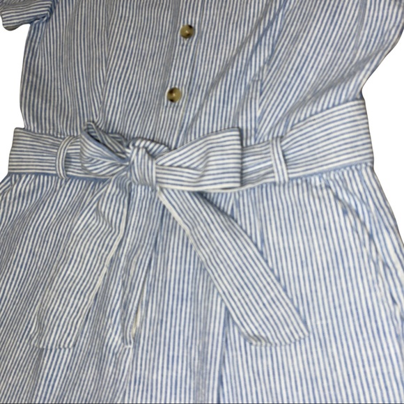 Boden Lucinda Romper Blue White Striped Linen/Cotton US 4 UK 8 - Picture 2 of 6
